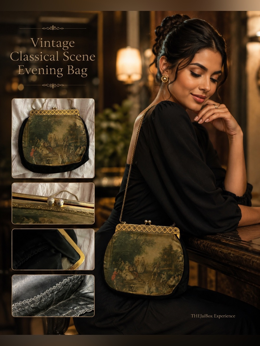 💎✨ Vintage Classical Scene Evening Bag Gold Tone Frame✨💎